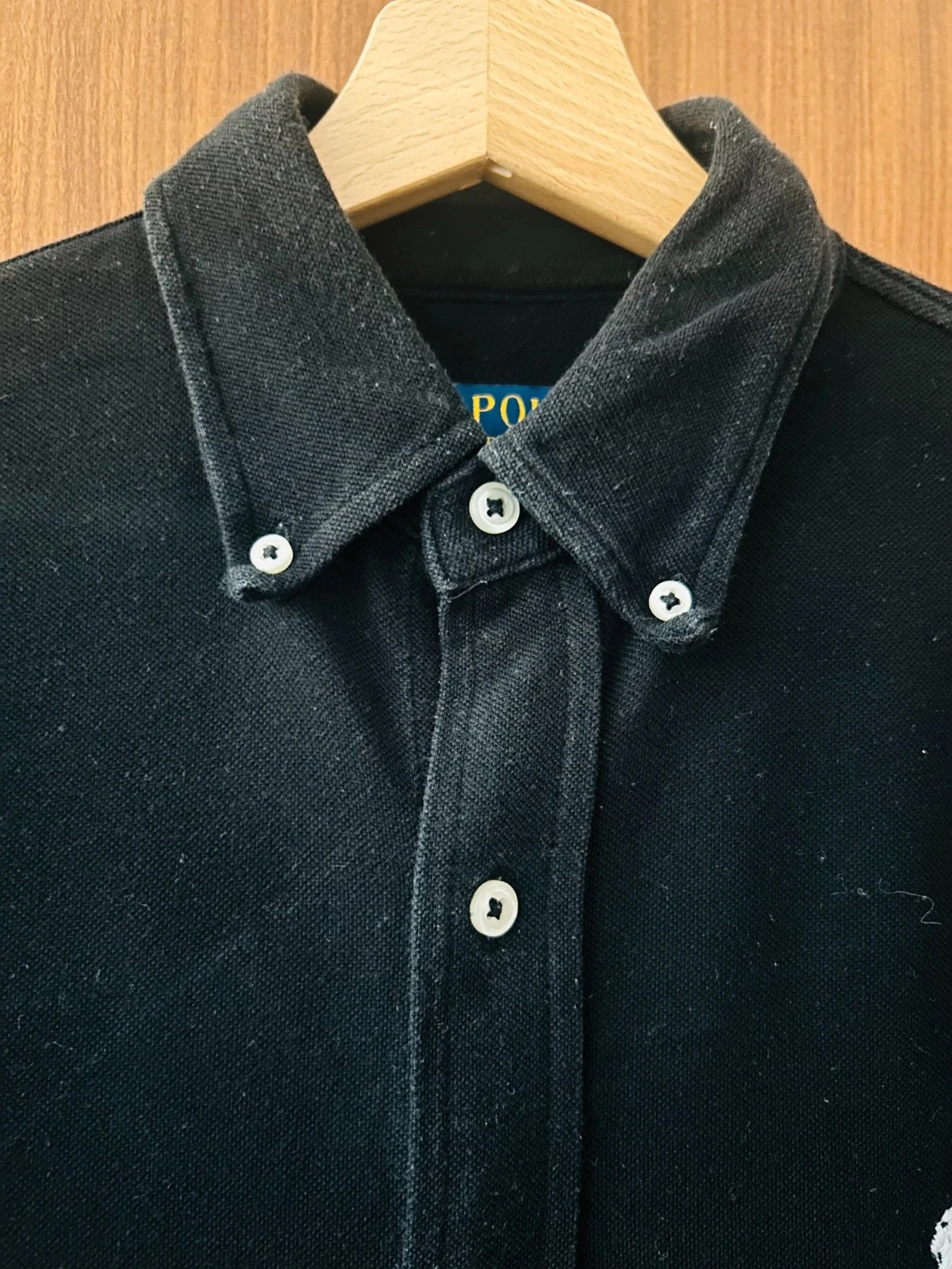 Polo chemise manche longue Ralph Lauren noir Featherweight Mesh coton S homme femme – photo 3